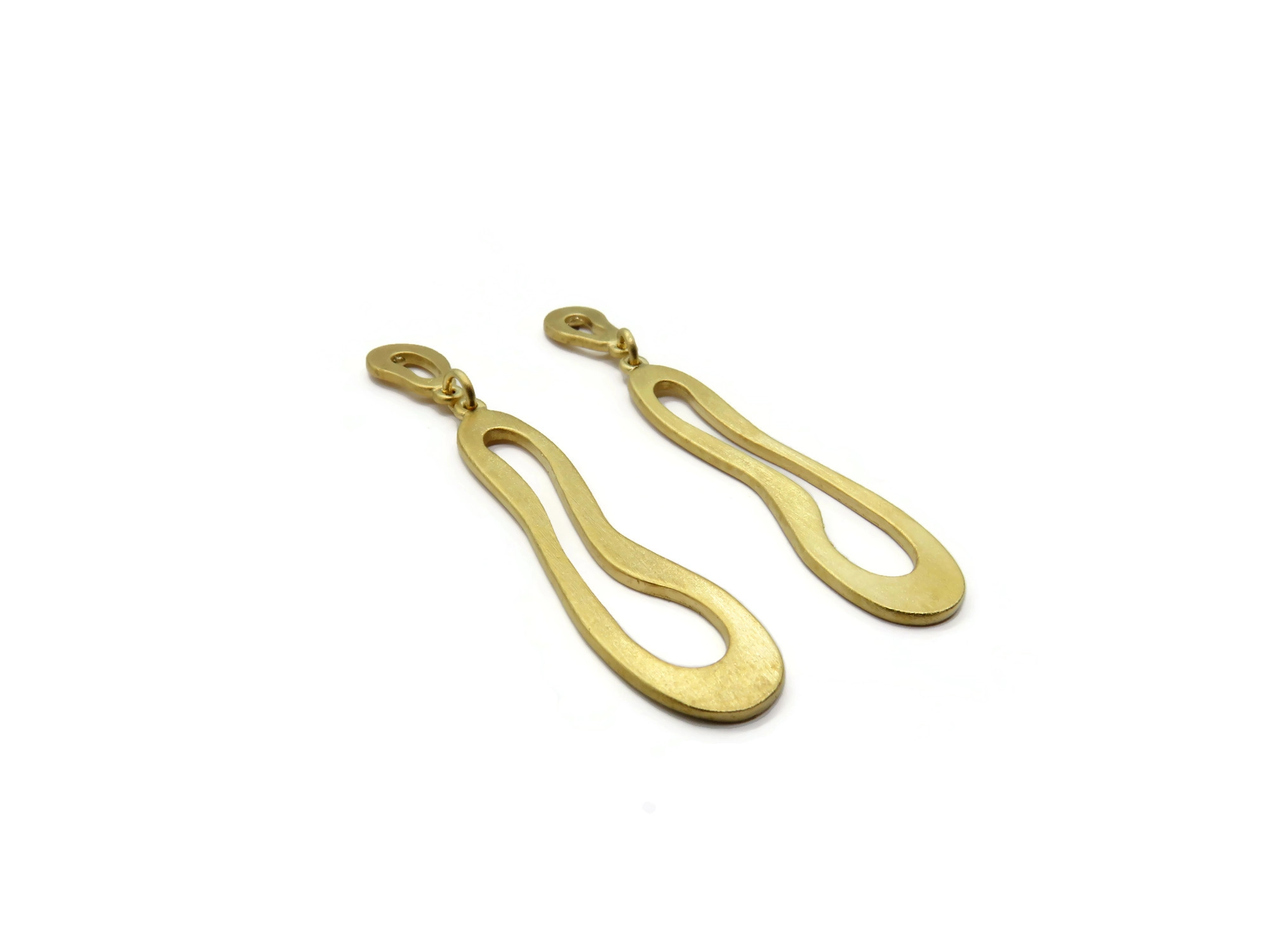 Organic Satin Gold Drop Earrings