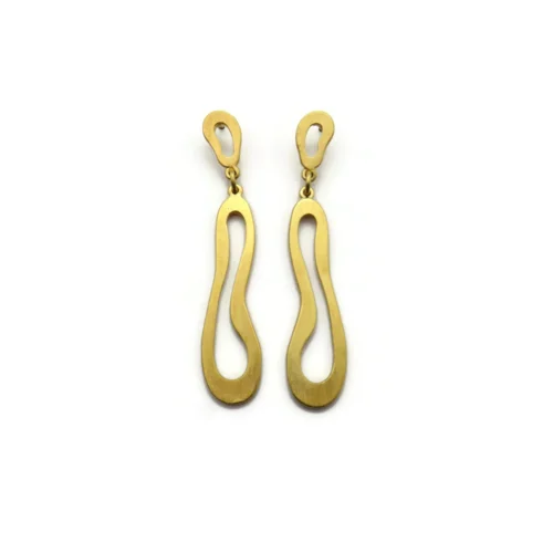 Organic Satin Gold Drop Earrings