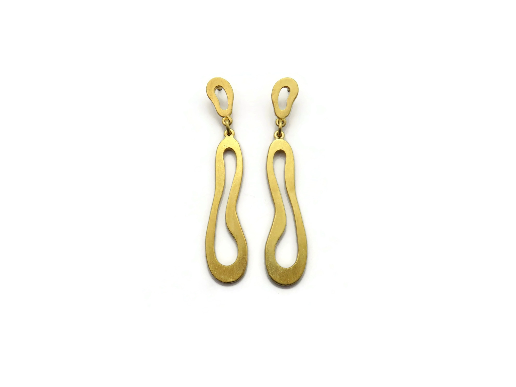 Organic Satin Gold Drop Earrings