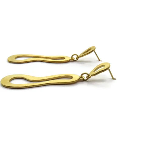 Organic Satin Gold Drop Earrings