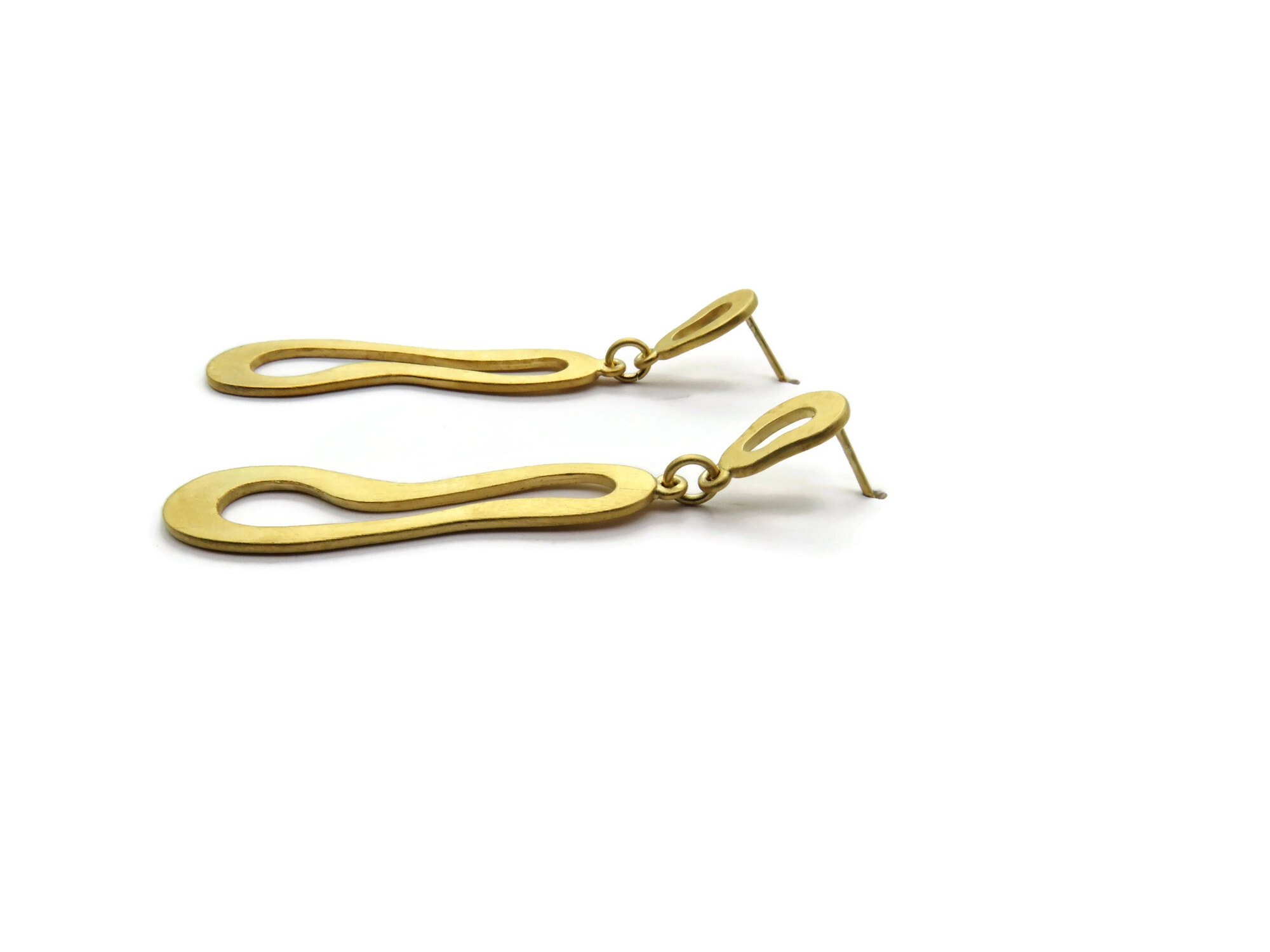 Organic Satin Gold Drop Earrings
