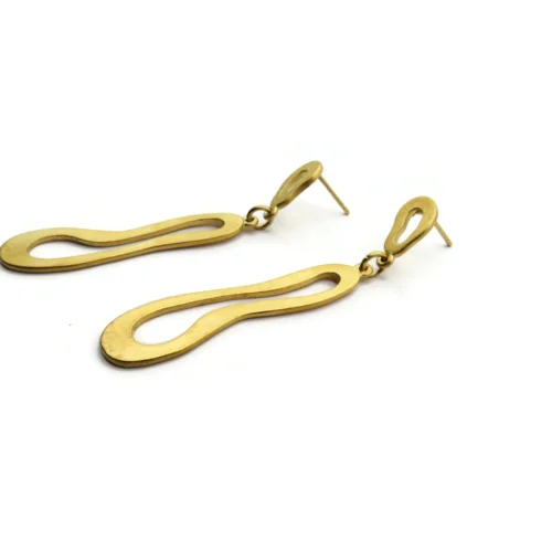 Organic Satin Gold Drop Earrings