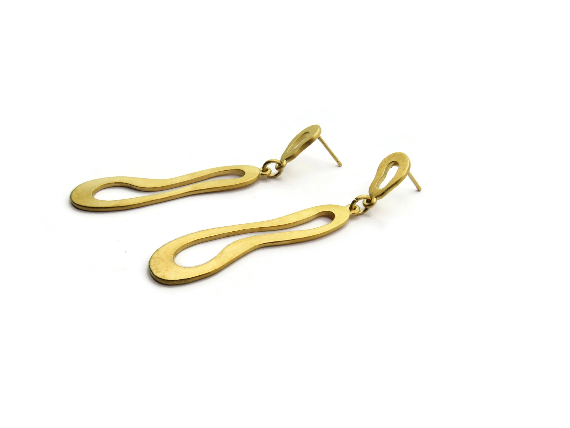 Organic Satin Gold Drop Earrings