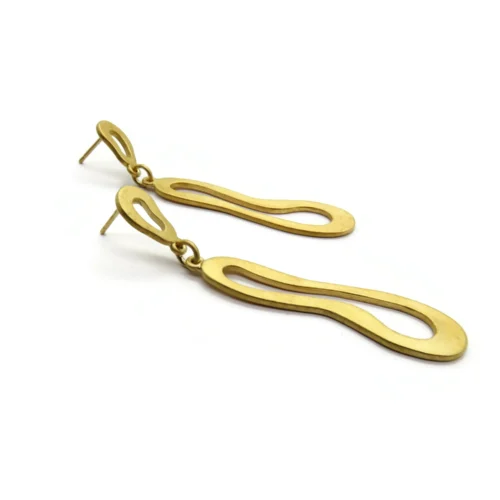 Organic Satin Gold Drop Earrings