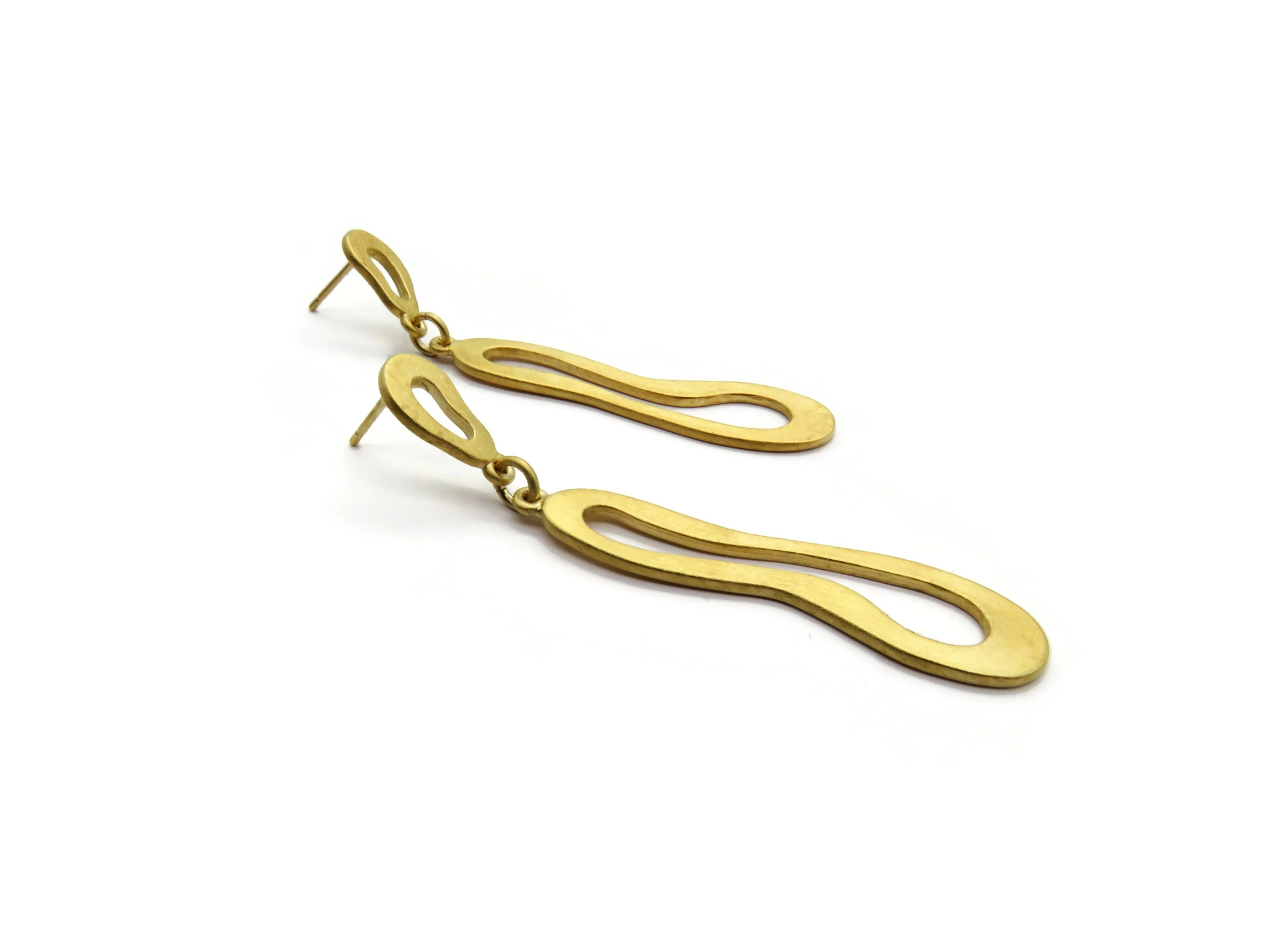 Organic Satin Gold Drop Earrings