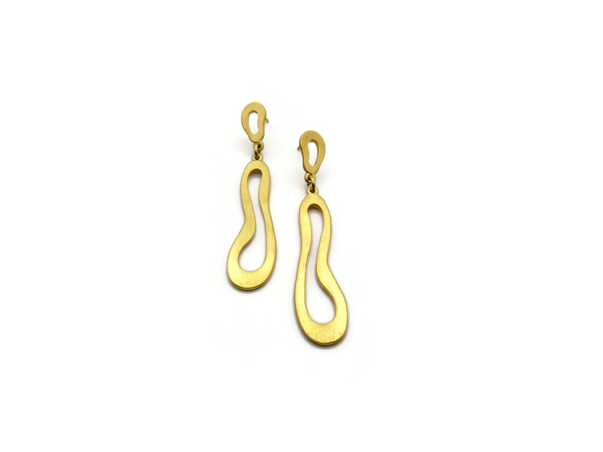 Organic Satin Gold Drop Earrings