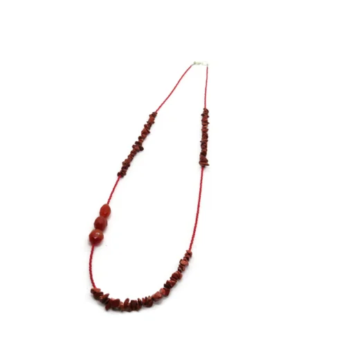 Long Carnelian Necklace with Red Jasper