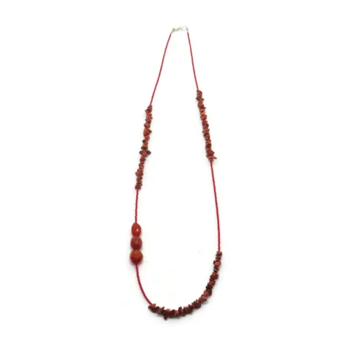 Long Carnelian Necklace with Red Jasper
