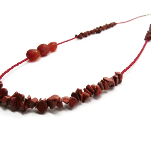 Long Carnelian Necklace with Red Jasper