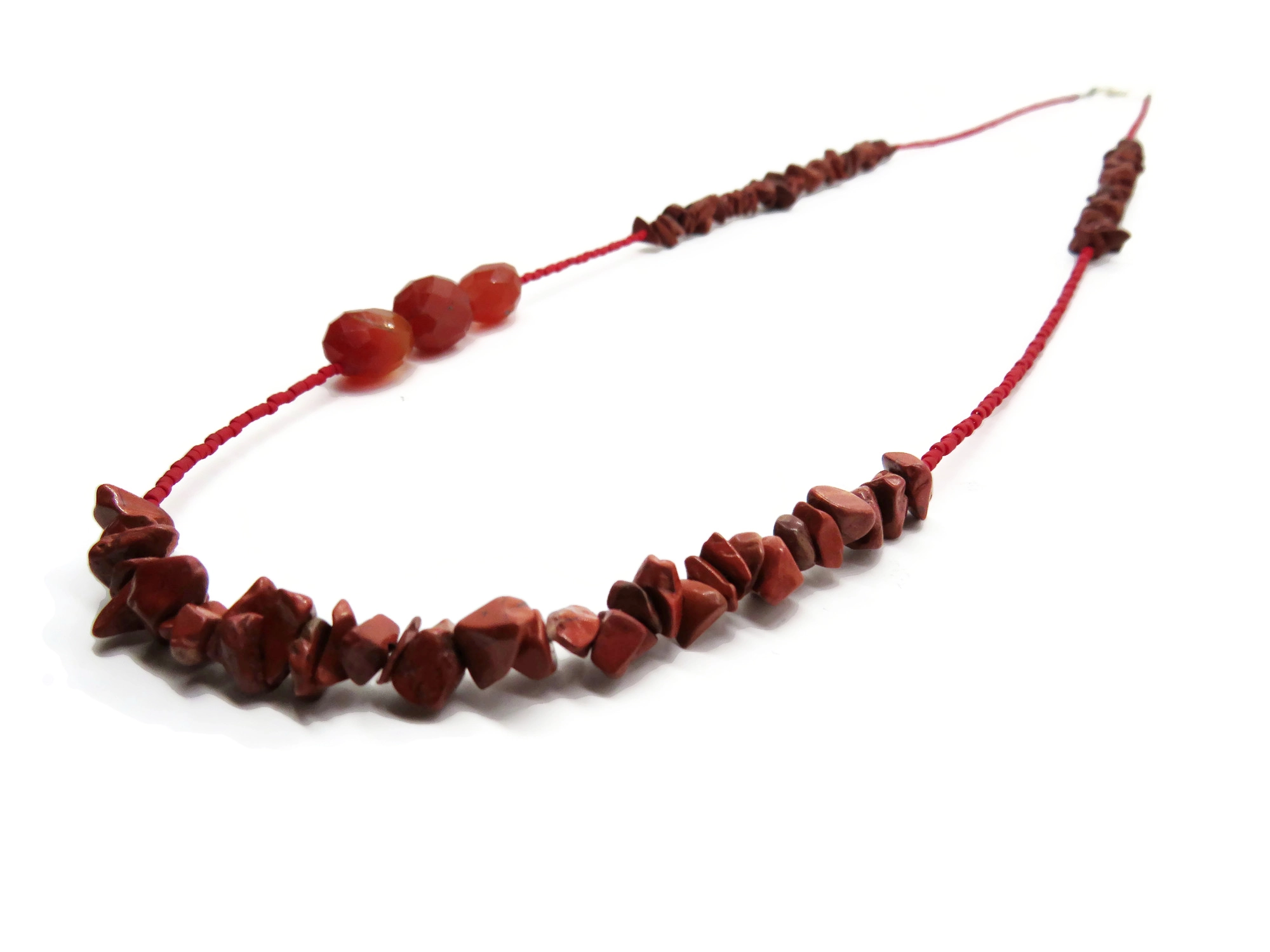 Long Carnelian Necklace with Red Jasper