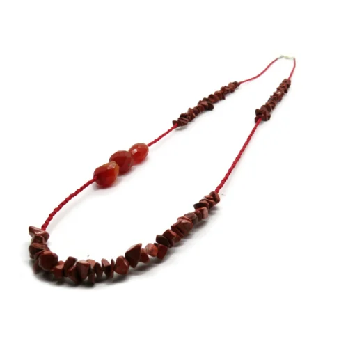 Long Carnelian Necklace with Red Jasper