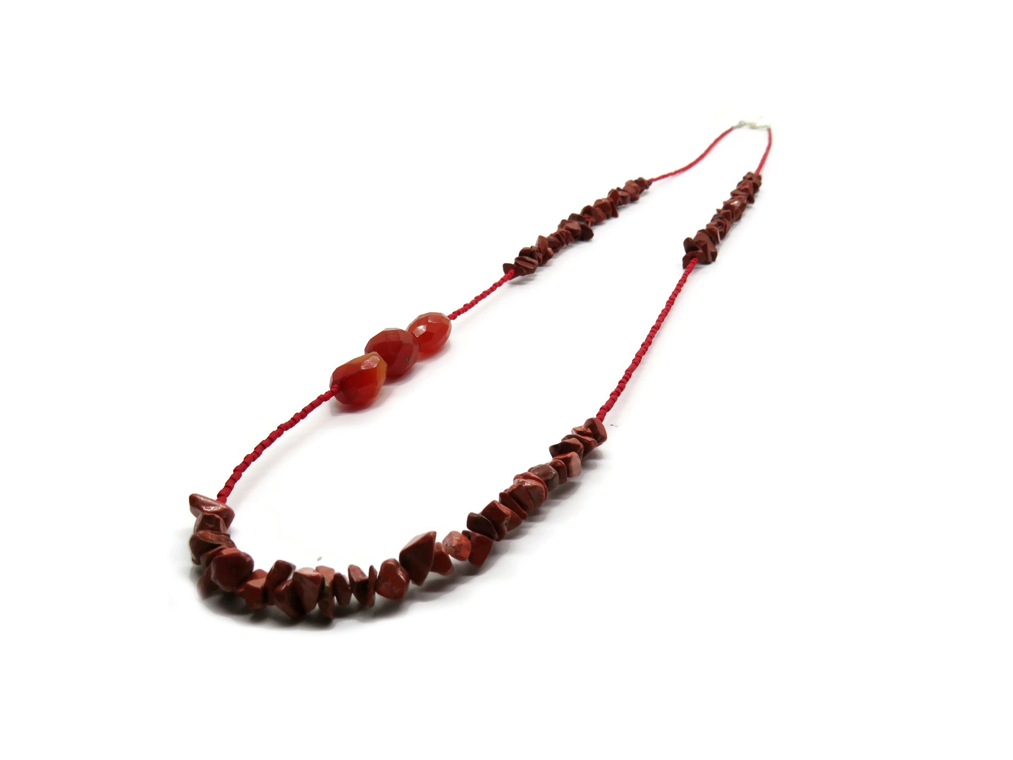 Long Carnelian Necklace with Red Jasper