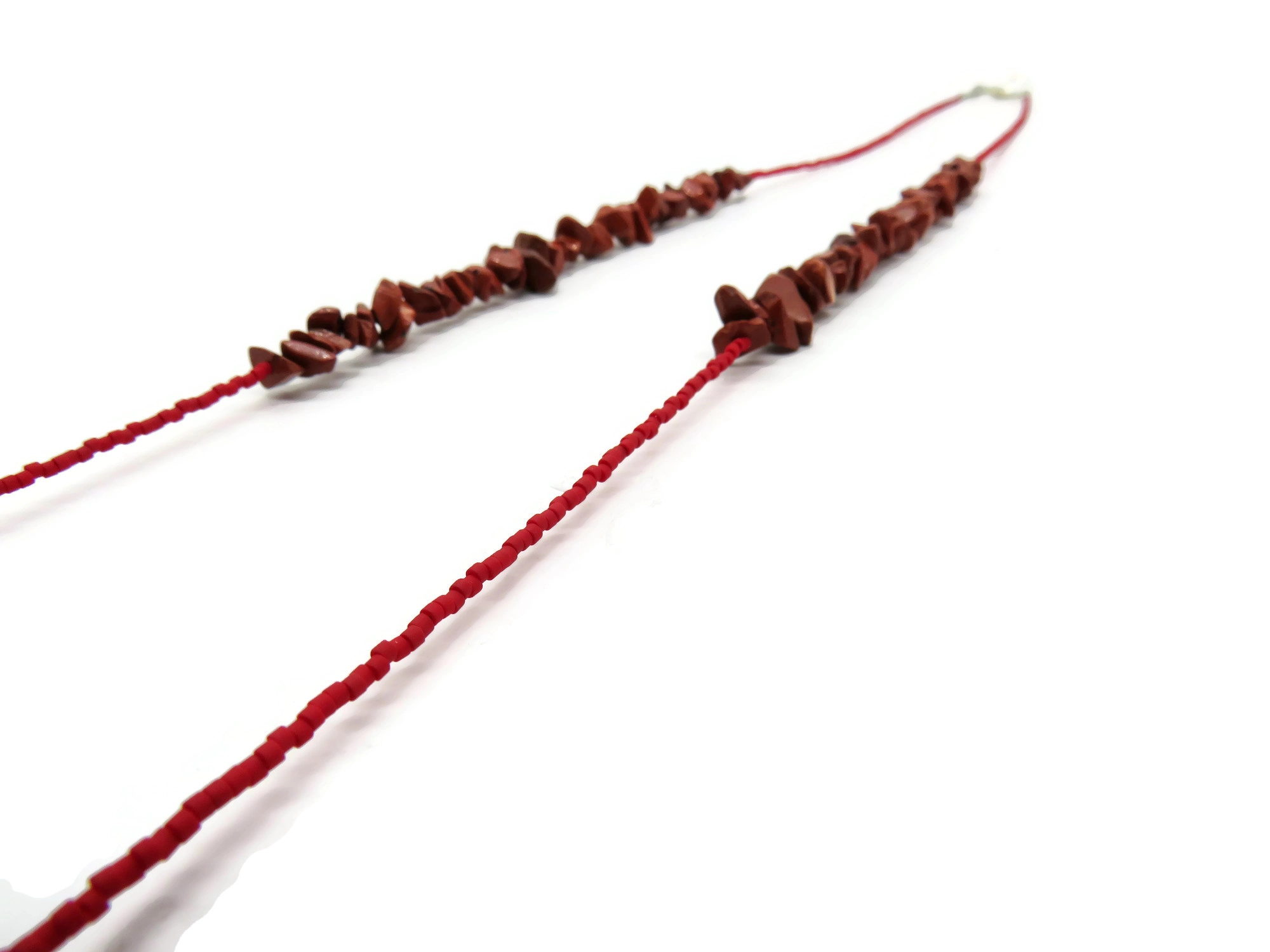 Long Carnelian Necklace with Red Jasper