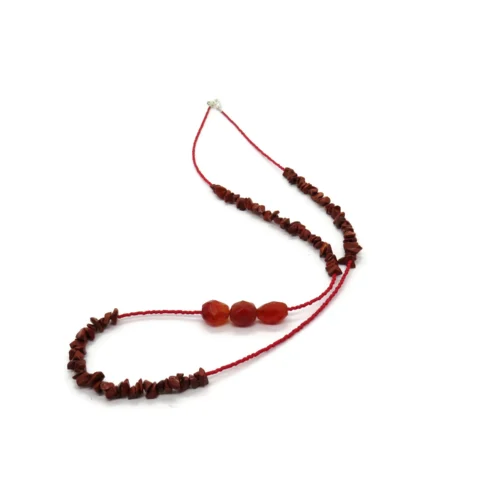 Long Carnelian Necklace with Red Jasper
