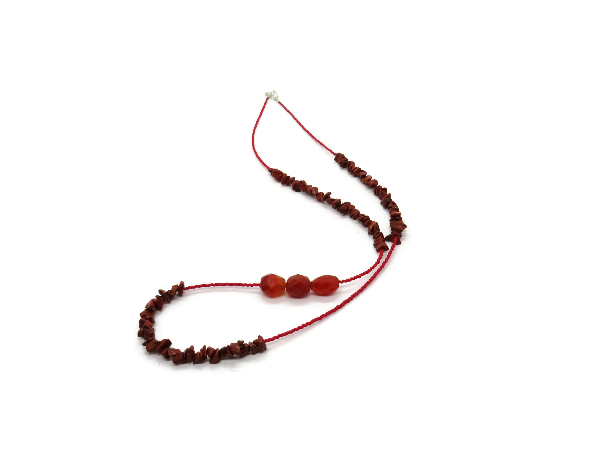 Long Carnelian Necklace with Red Jasper