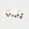 Silver Stud Earrings with Red Resin