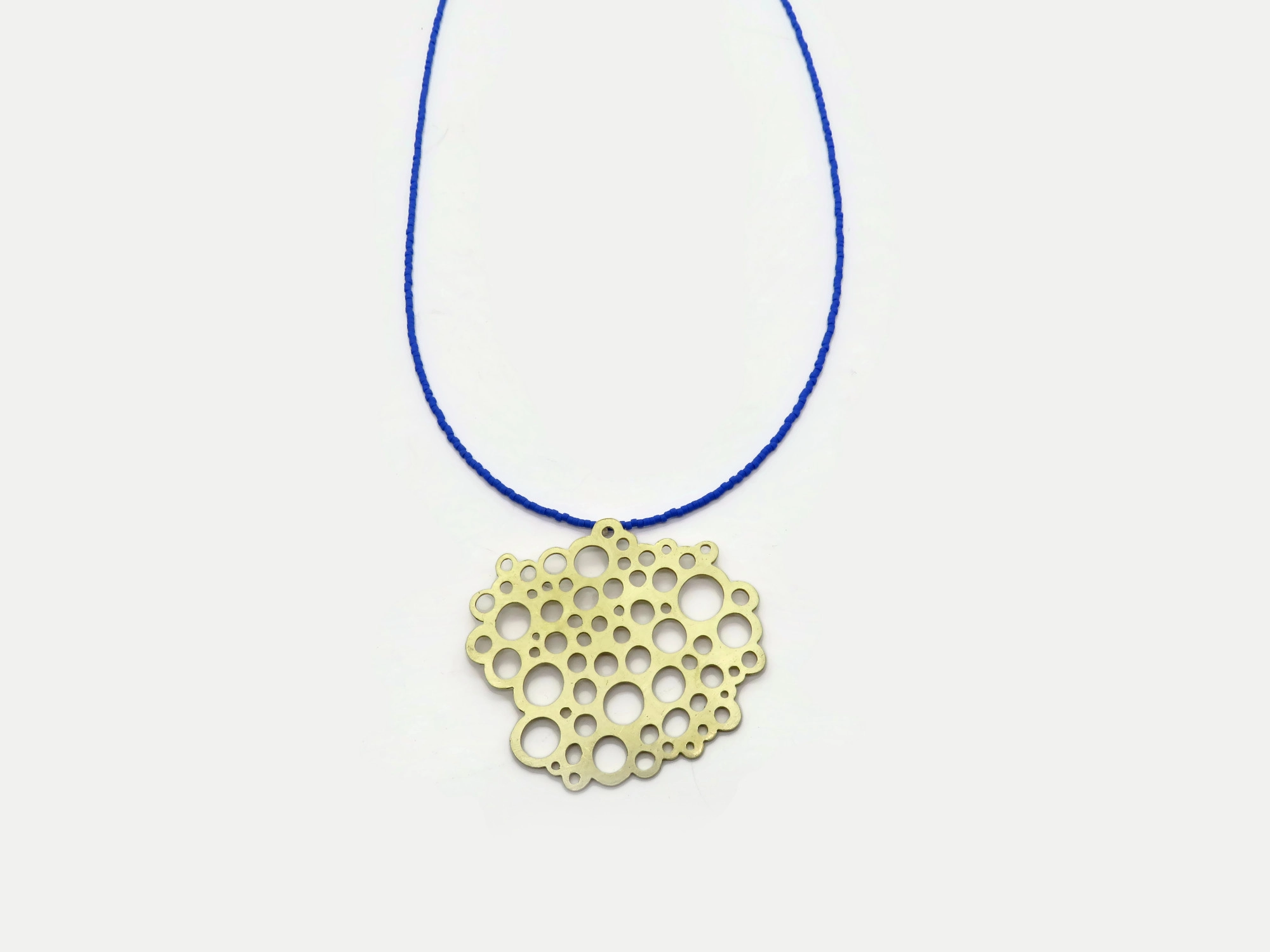 Brass Necklace with Blue Miyuki