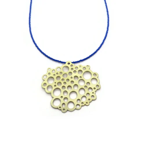 Brass Necklace with Blue Miyuki