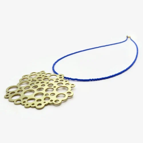 Brass Necklace with Blue Miyuki