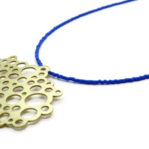 Brass Necklace with Blue Miyuki