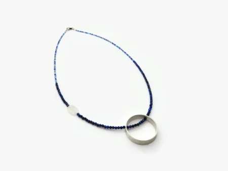 Faceted Lapis Lazuli Necklace with Silver Circle Pendant