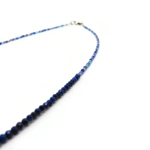 Faceted Lapis Lazuli Necklace with Silver Circle Pendant