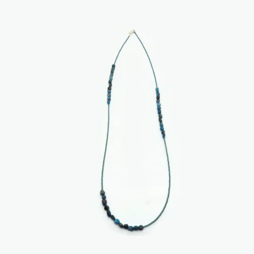 Long Apatite Nugget Necklace with Blue Miyuki Beads