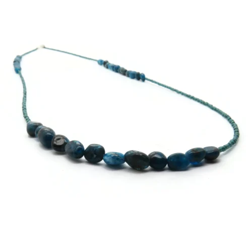 Long Apatite Nugget Necklace with Blue Miyuki Beads
