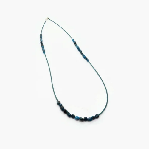 Long Apatite Nugget Necklace with Blue Miyuki Beads