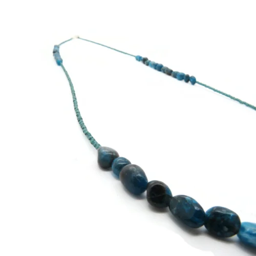 Long Apatite Nugget Necklace with Blue Miyuki Beads
