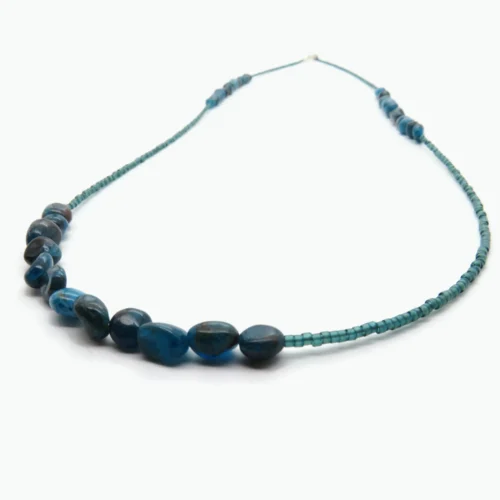 Long Apatite Nugget Necklace with Blue Miyuki Beads
