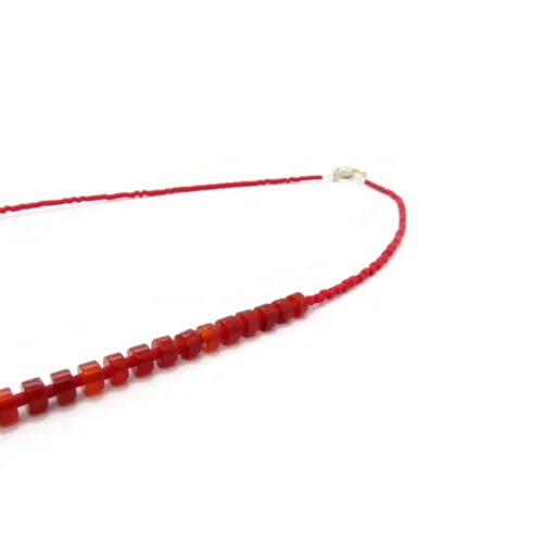Long Carnelian Necklace with Red Miyuki Beads