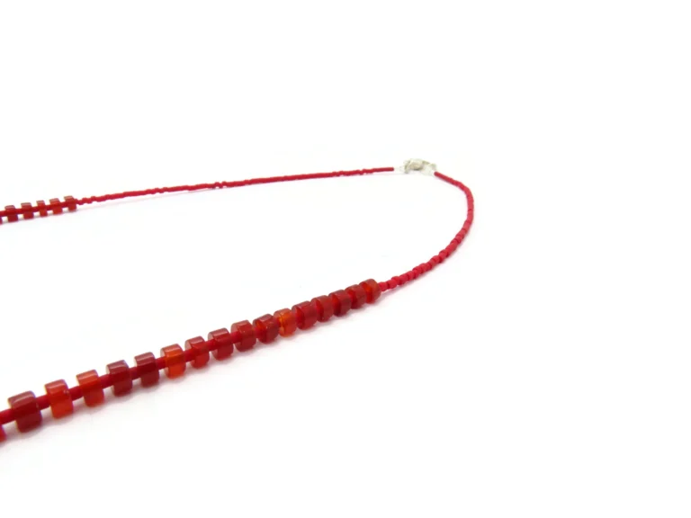 Long Carnelian Necklace with Red Miyuki Beads