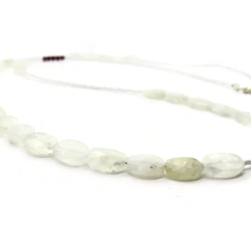 Long Moonstone Necklace with Garnet & Miyuki Beads