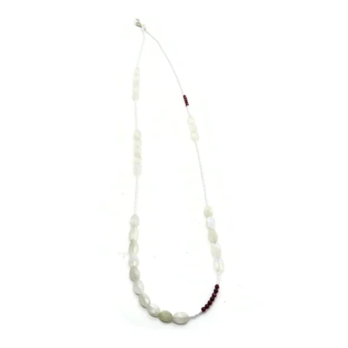 Long Moonstone Necklace with Garnet & Miyuki Beads