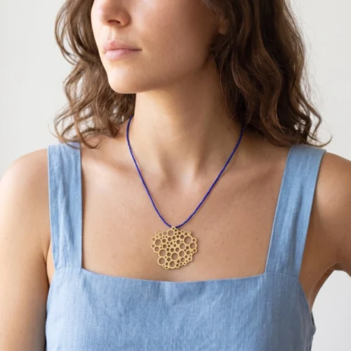Brass Necklace with Blue Miyuki