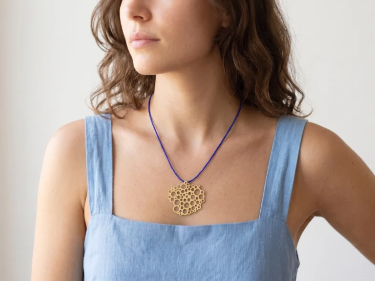 Brass Necklace with Blue Miyuki