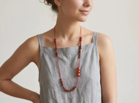 Long Carnelian Necklace with Red Jasper
