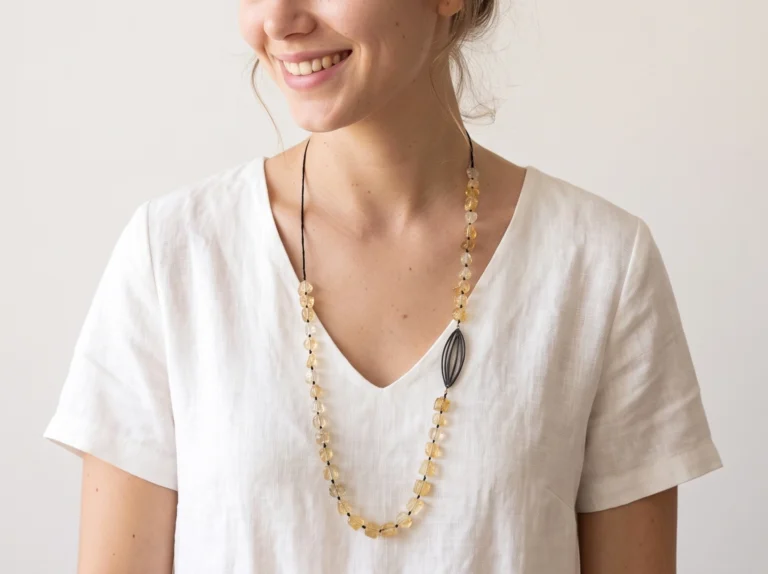 Long Raw Citrine Necklace