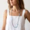 Long Aquamarine Chip Necklace with Black Miyuki Beads