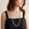 Long Biwa Pearl Necklace with Blue Miyuki