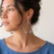 Large Silver Earrings with Aquamarine and Amber
