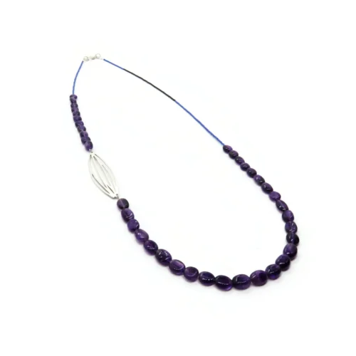 Long Amethyst Silver Necklace