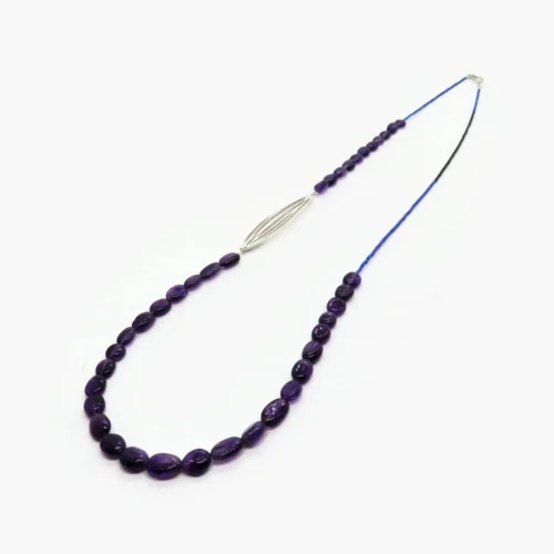 Long Amethyst Silver Necklace