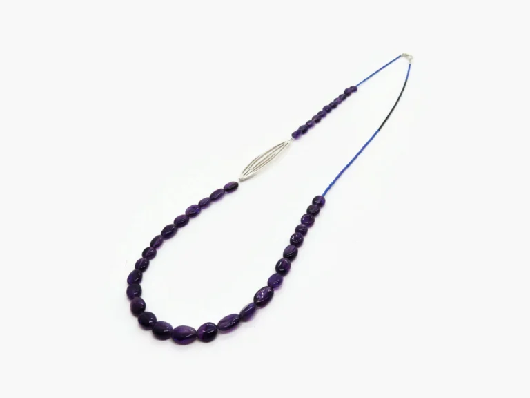 Long Amethyst Silver Necklace