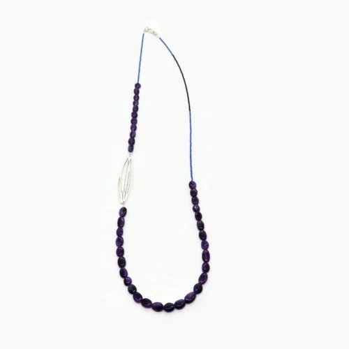 Long Amethyst Silver Necklace