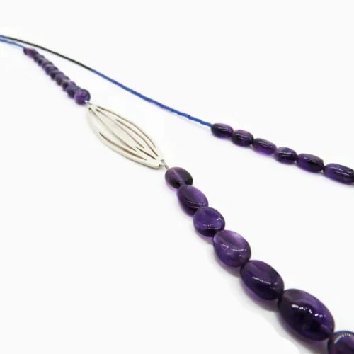 Long Amethyst Silver Necklace