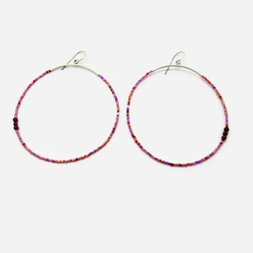 Oversized Silver Miyuki Hoop Earrings