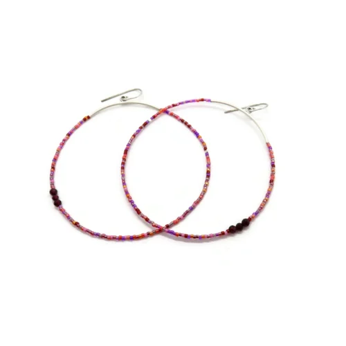 Oversized Silver Miyuki Hoop Earrings
