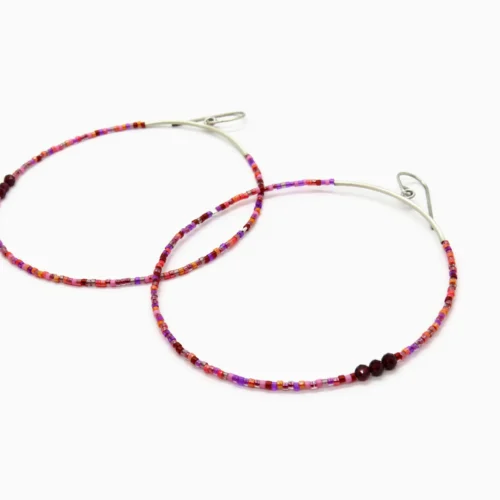 Oversized Silver Miyuki Hoop Earrings